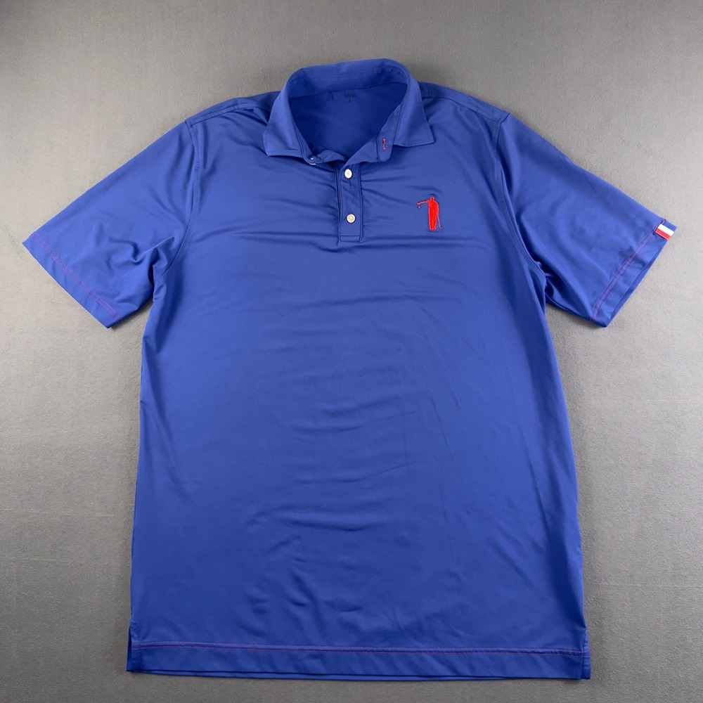 U Suck‎ At Golf Mens Performance Polo Shirt Blue Short Sleeve Golf Top Size L